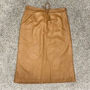 Son-ya Tan Leather Boho Indie Penny Lane Midi Skirt